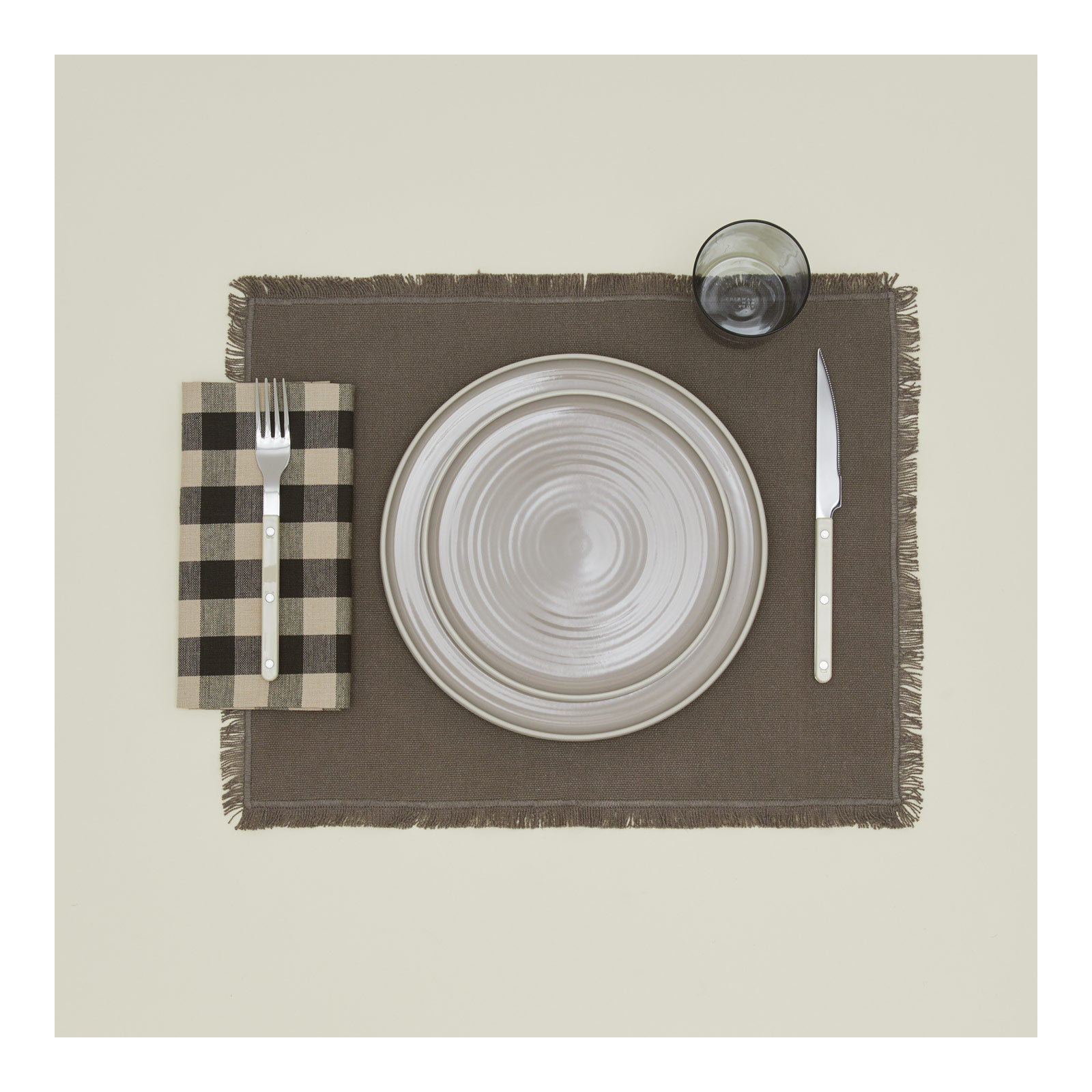 Essential Gingham Dinner Napkins, Black/Light Gray