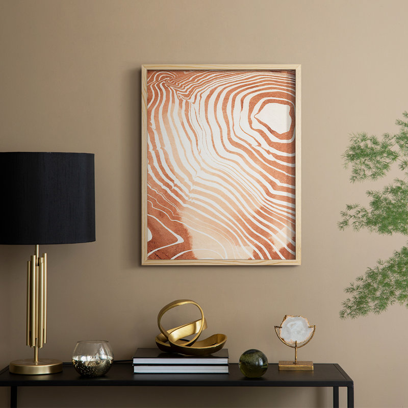 Reproduction encadrée de grain de bois Suminagashi II - bois massif, H 15 po x l 12 po