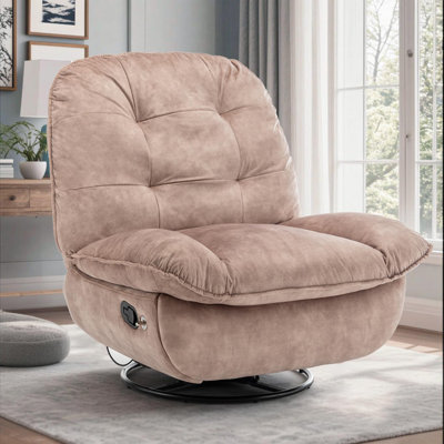 Velvet 360° Swivel Recliner Chair Oversized with Mobile Phone Holder by ekskieit