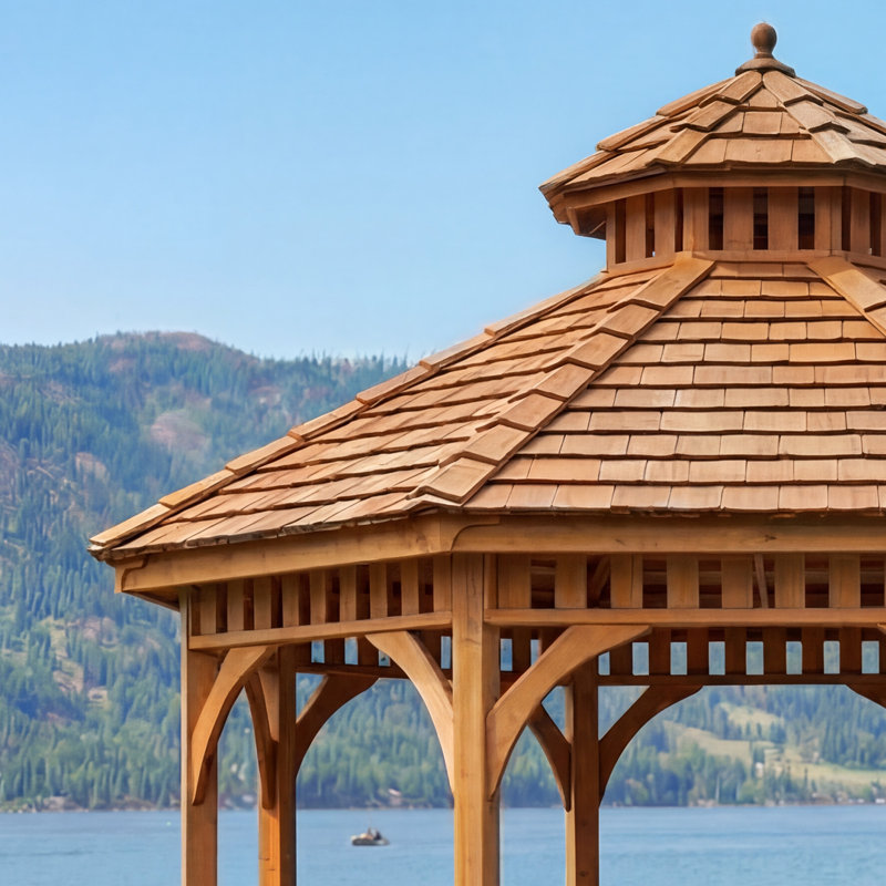 12 ft. Cedar Wood Octagon Bayside Gazebo, 12 Ft. W x 12 Ft. D