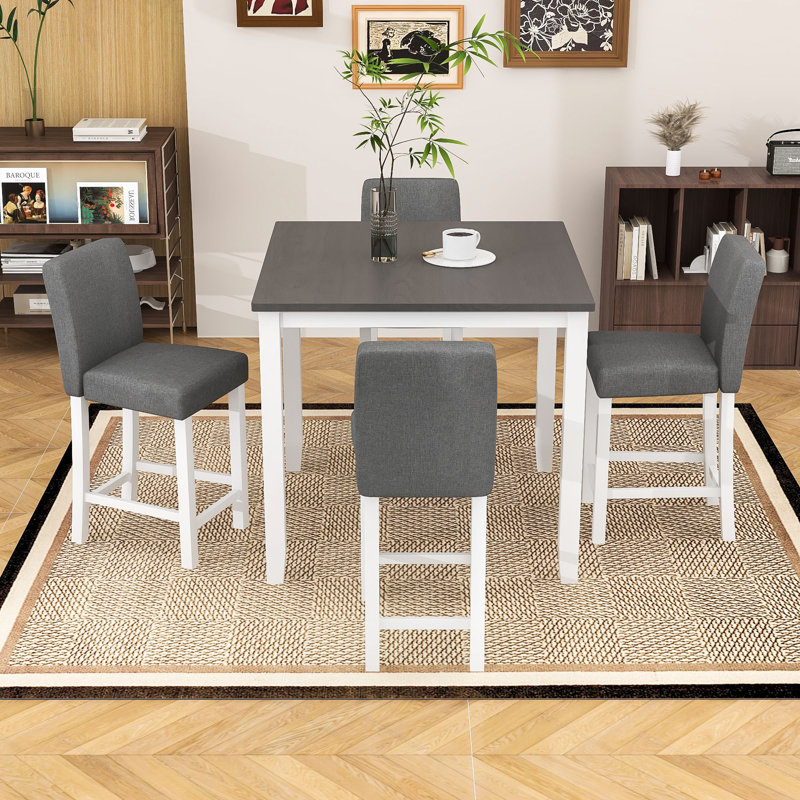 Ensemble de table de salle à manger 5 pièces, 4 tabourets rembourrés