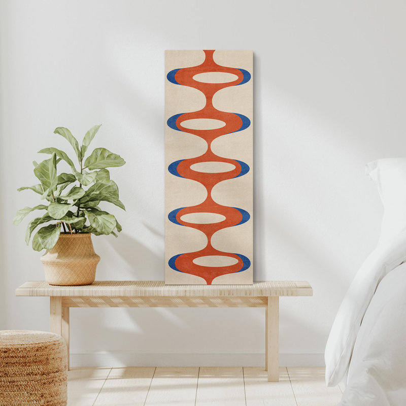 Mid-Century Polygon Collage Abstract Shapes Shapes Illustration Modern Art Decor Bohemian on Canvas, impression sur 2 pièces