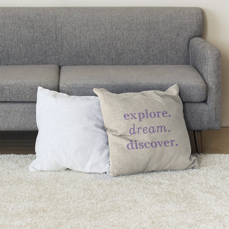 Coussin de sol, 36 po x 36 po, Blanc / Mauve