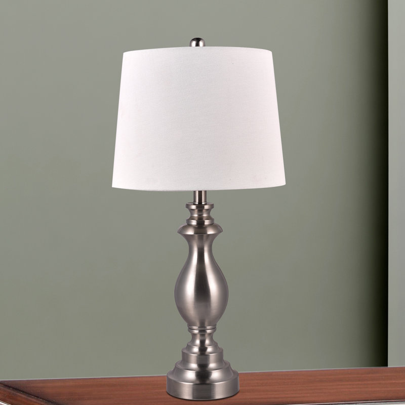 Sandhurst Metal USB Table Lamp, Brushed Steel, White