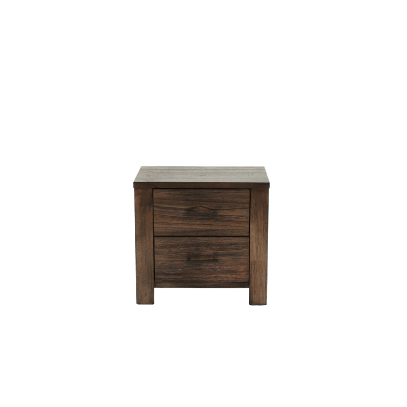 Table de chevet moderne avec rangement - table de chevet en bois à 2 tiroirs et finition chêne