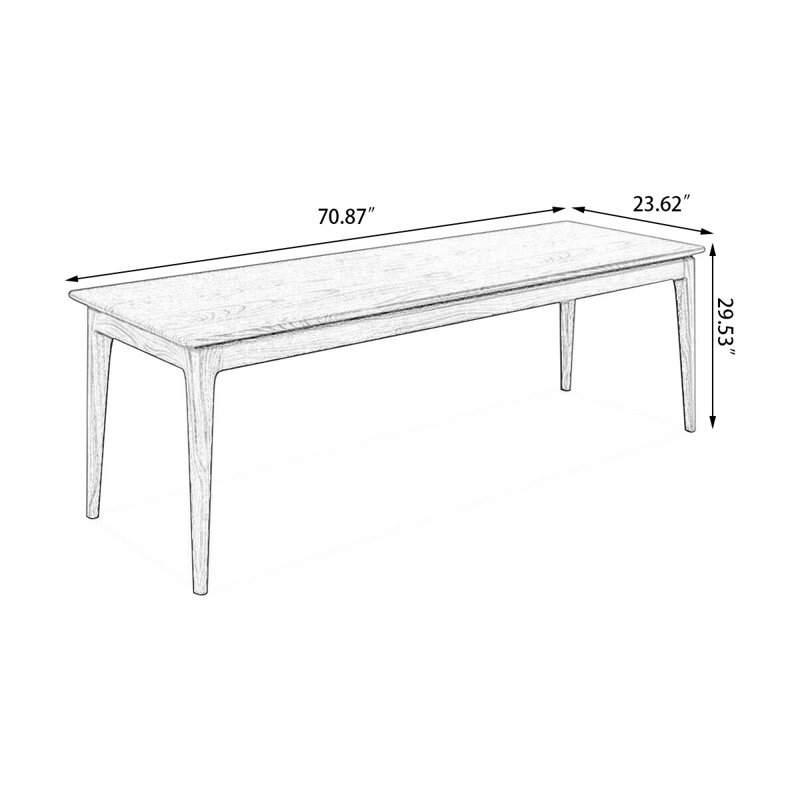 Bureau rectangulaire en bois massif noyer clair, H 29,53 po x l 70,87 po x P 23,62 po