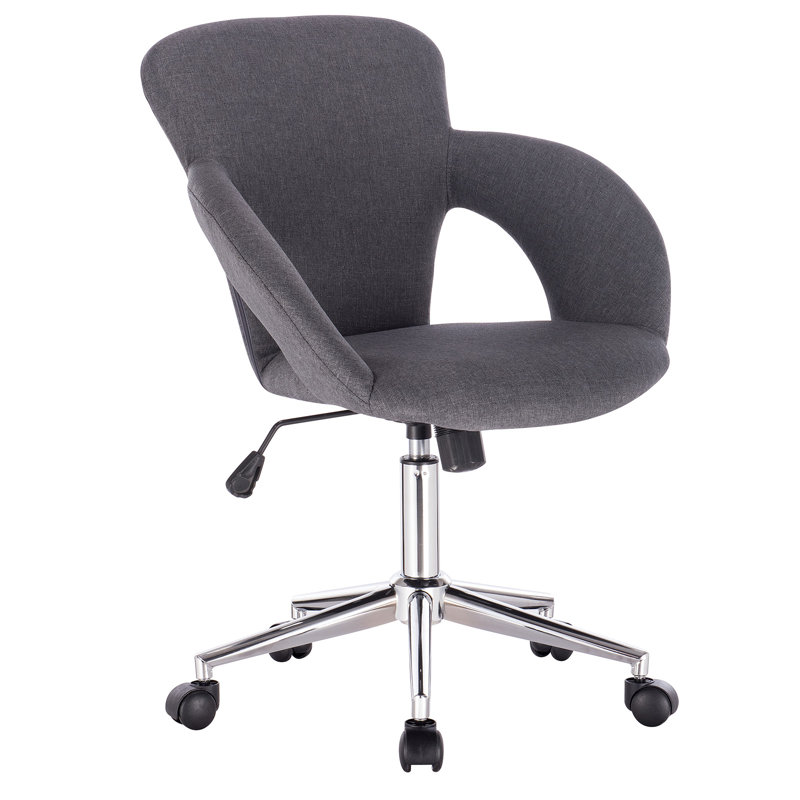 Mckernan Velvet Office Chair, Dark Grey