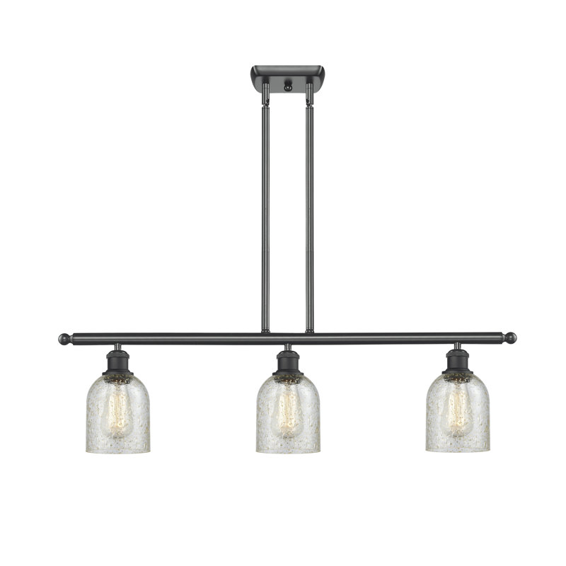 Luminaire suspendu linéaire à 3 lumières pour îlot de cuisine Vella, Mica, Noir mat, Ampoule non incluse