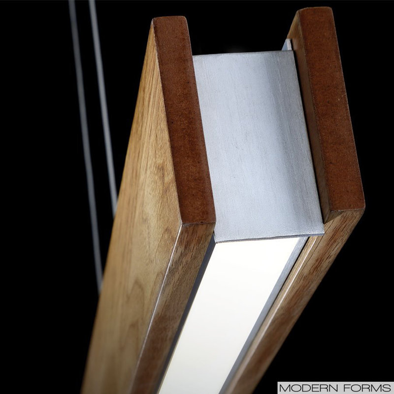 Drift Single Light Glass Dimmable LED Pendant, 3" H x 56" W x 2" D, Walnut