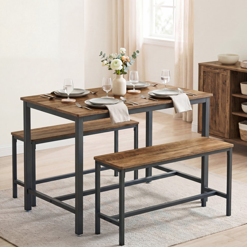 Franko 4 - Person Dining Set, Honey Brown/Black