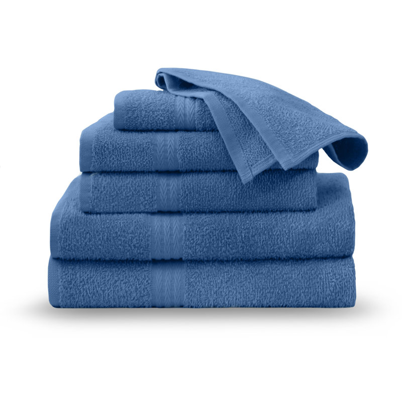 Martex Easy Living The Everyday Towel 6 Piece Set 6 - Piece 100% Cotton Multi-Size Set Guest Room Case Pack, Blue