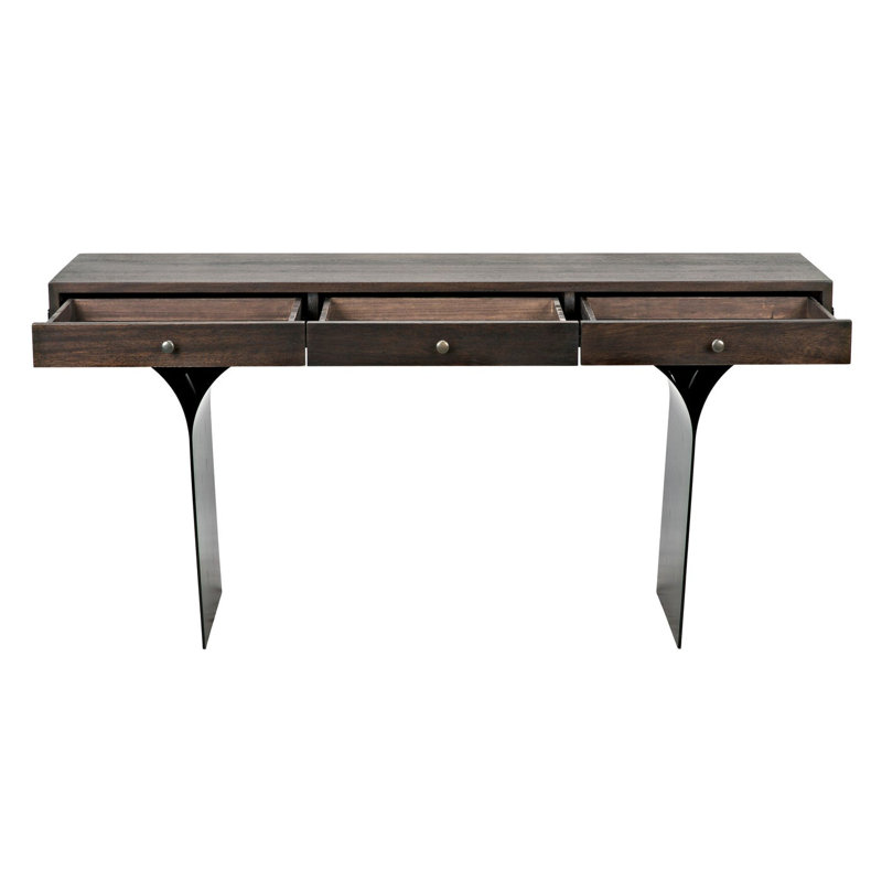 Noir Truss 62'' Ebony Walnut Writing Desk with Steel Legs