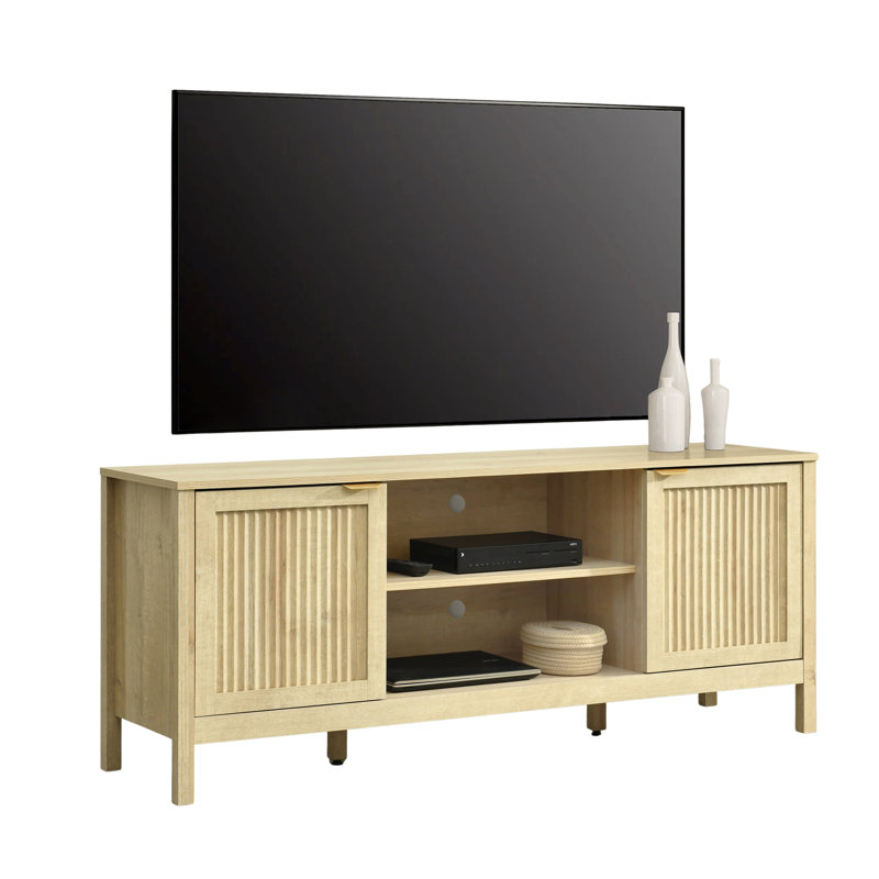 Lagoon Low TV Stand for TVs up to 65 Inches, TV Cabinet with Storage Shelves, Adjustable Shelf Modern High Cabinet for Living Room, Bedroom, Oak