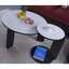 Tables de bout modernes gigognes, en MDF et en pierre frittée, conception peu encombrante pour le salon, la chambre à coucher