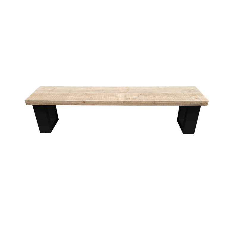 Agneta Wood Outdoor Bench, Natural/Grey, 40cm H x 190cm W x 38cm D