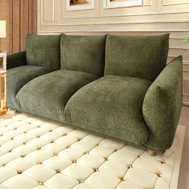 Canapé en tissu Wabi-Sabi, Vert foncé, H 28,34 po x l 82,67 po x P 37 po