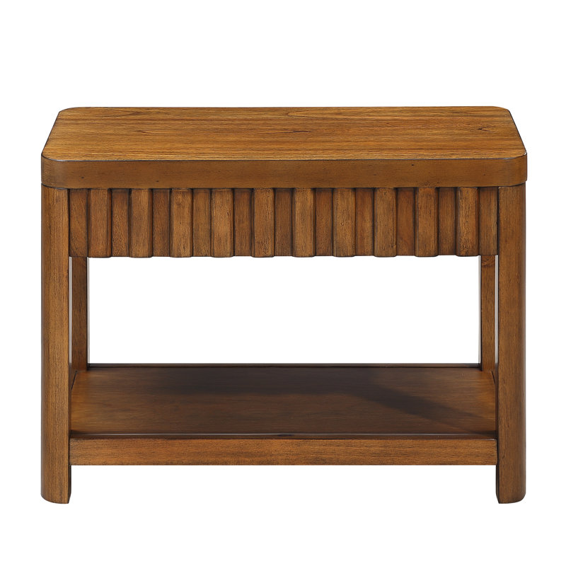 Valen 25" Walnut Solid Wood End Table, Brown/Espresso Wood
