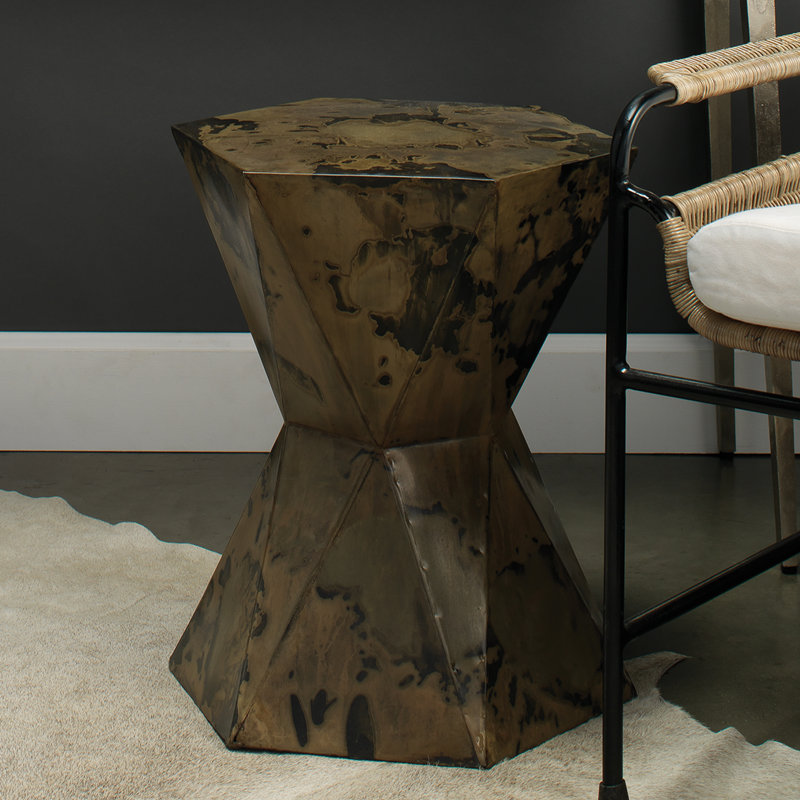Cosmic Rustic Patina Iron Prism Side Table 19"x16.5"