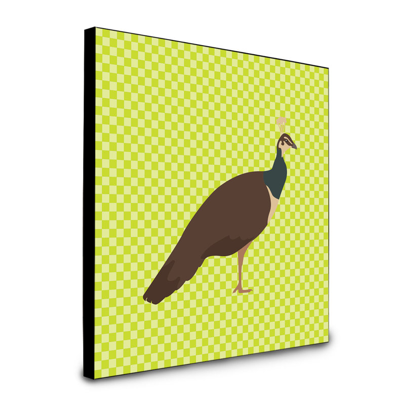 Panneau mural d’art peahen paon indien Douros, Vert