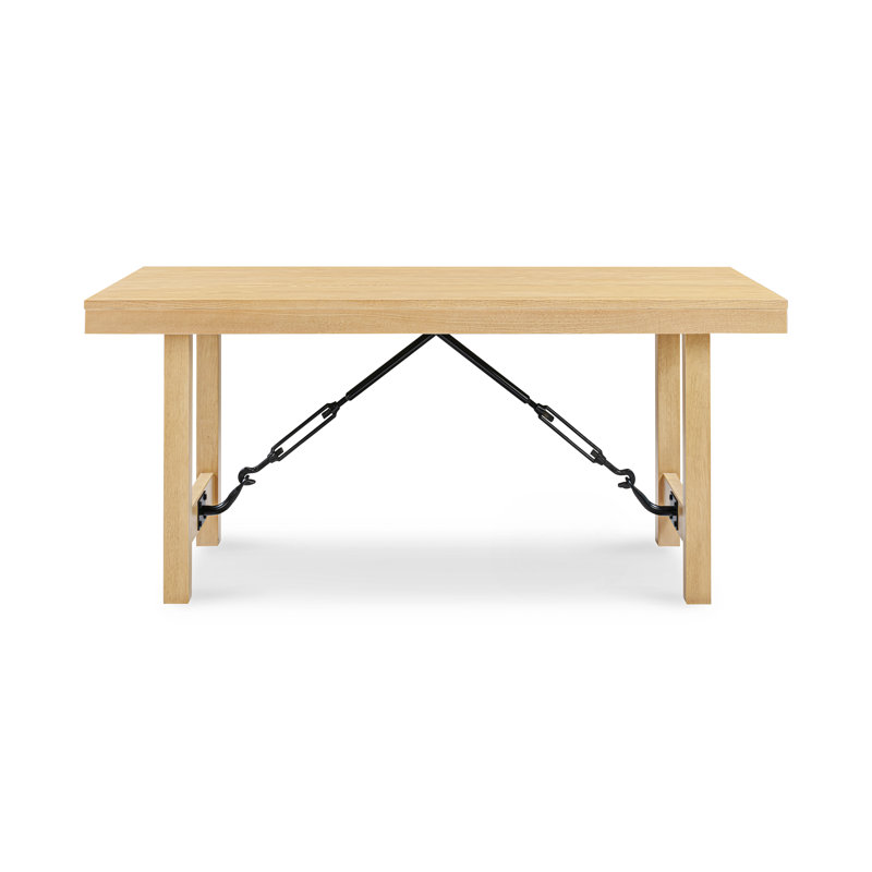 Cornesia Rectangular 68" Ash Solid Wood Four Leg Dining Table, Natural Oak