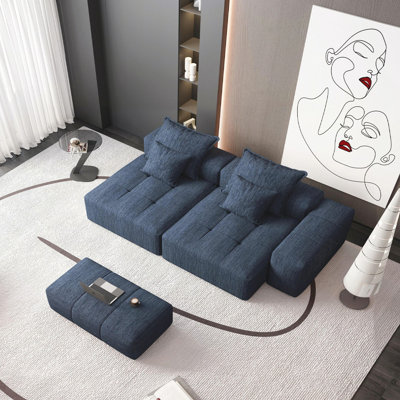 Boneless Modern Oversized Modular Sectional Sofa with 2 Chaise Lounges, 2 Armrests, Sparkling Chenille Fabric, Soft Cushions, 4 Pillows, 4 PC DIY, No Assembly Needed.