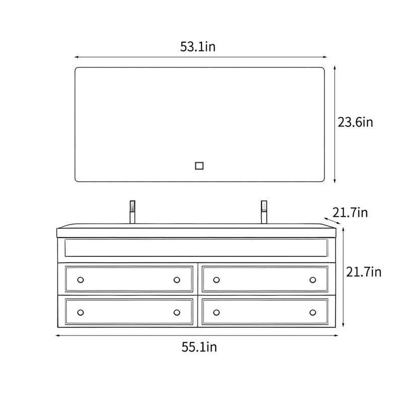 American style minimalist bathroom Vanity, Black