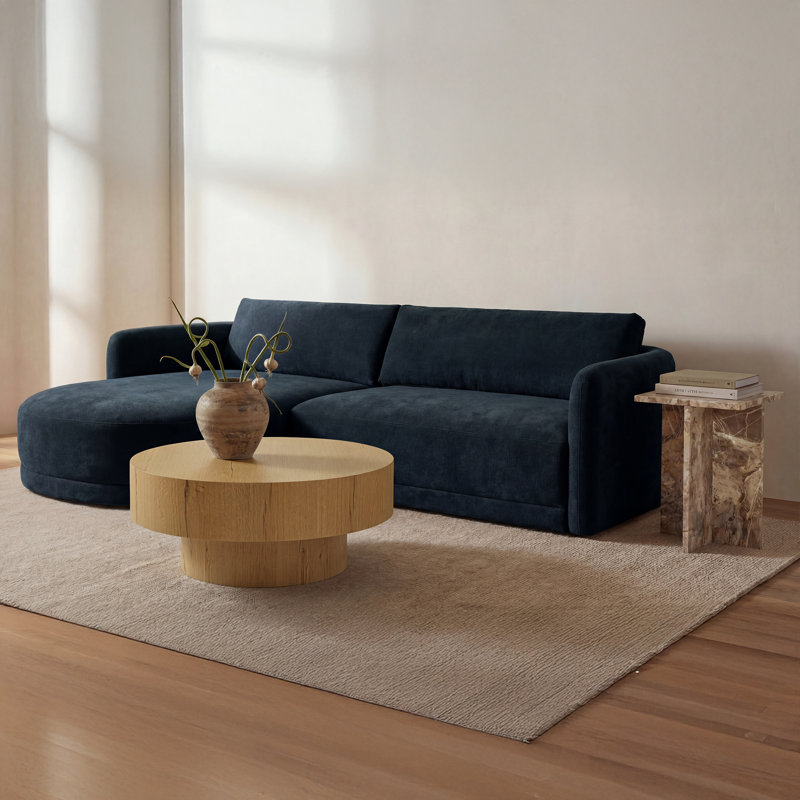 Emmy Sectional Ginger Left, Left Hand Facing, Dark Blue Polyester