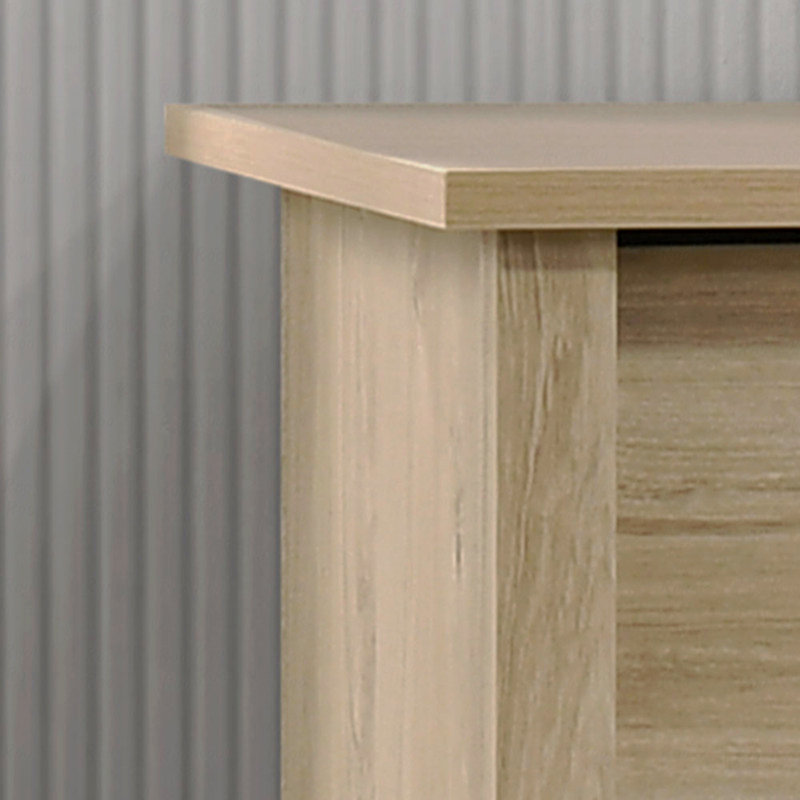 Commode 6 tiroirs, l 57 po avec poignées noires, Brun