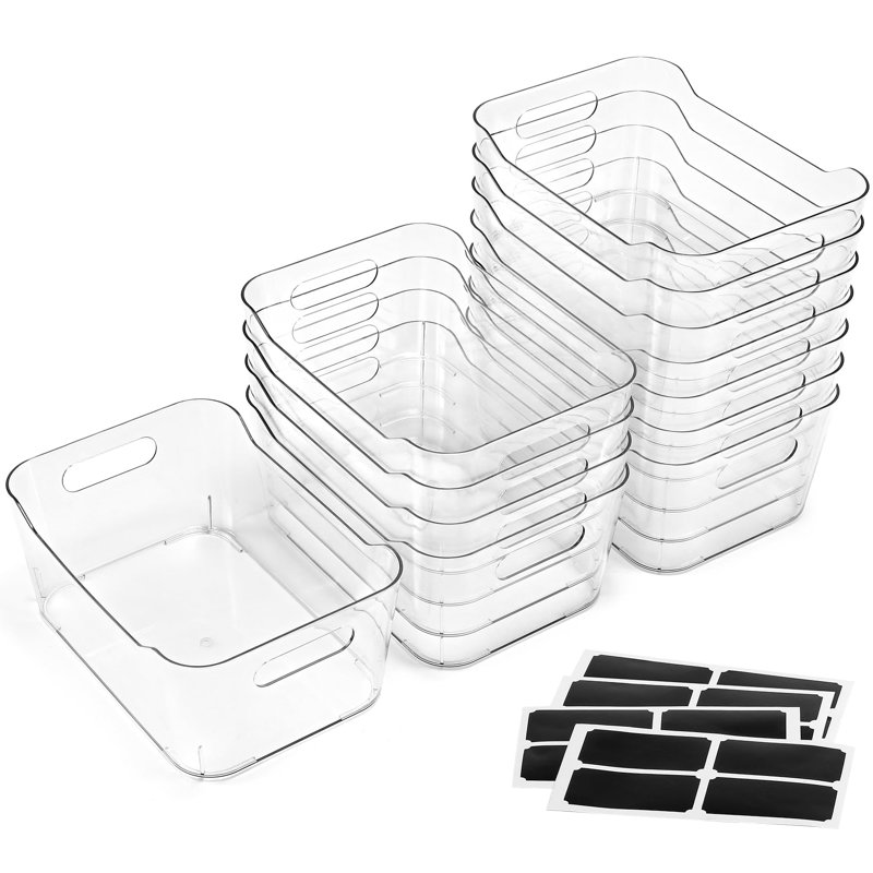 12 PACK Multi-Use Clear Plastic Storage Bins for Organizing