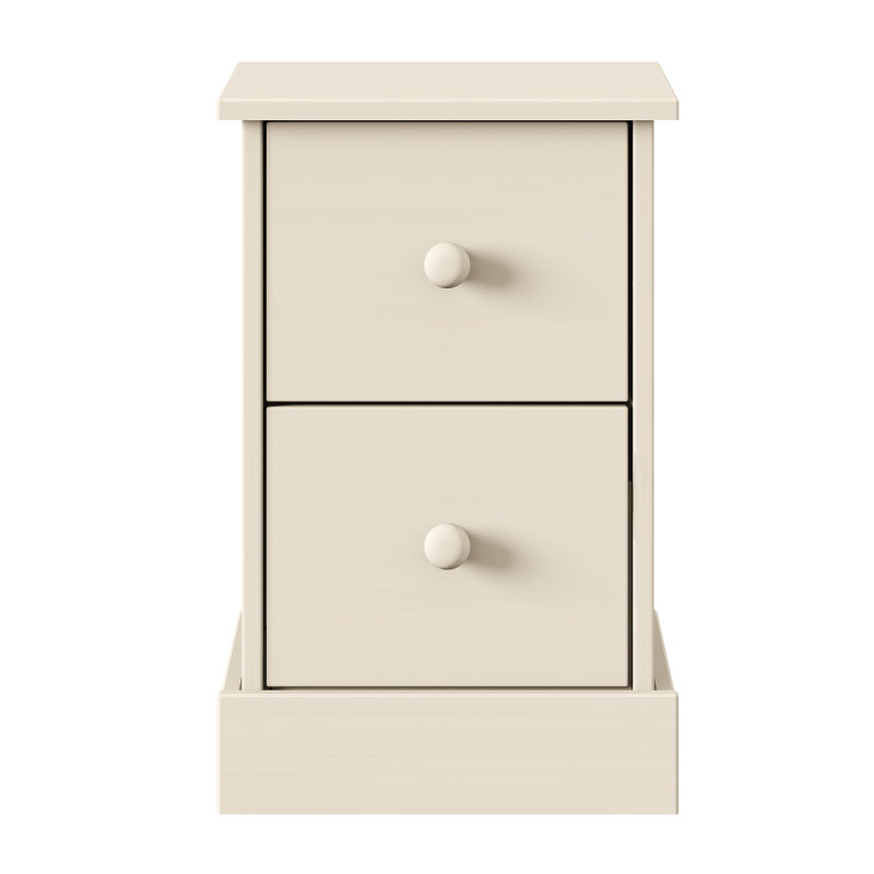35cm W Solid Wood Bedside Table, White