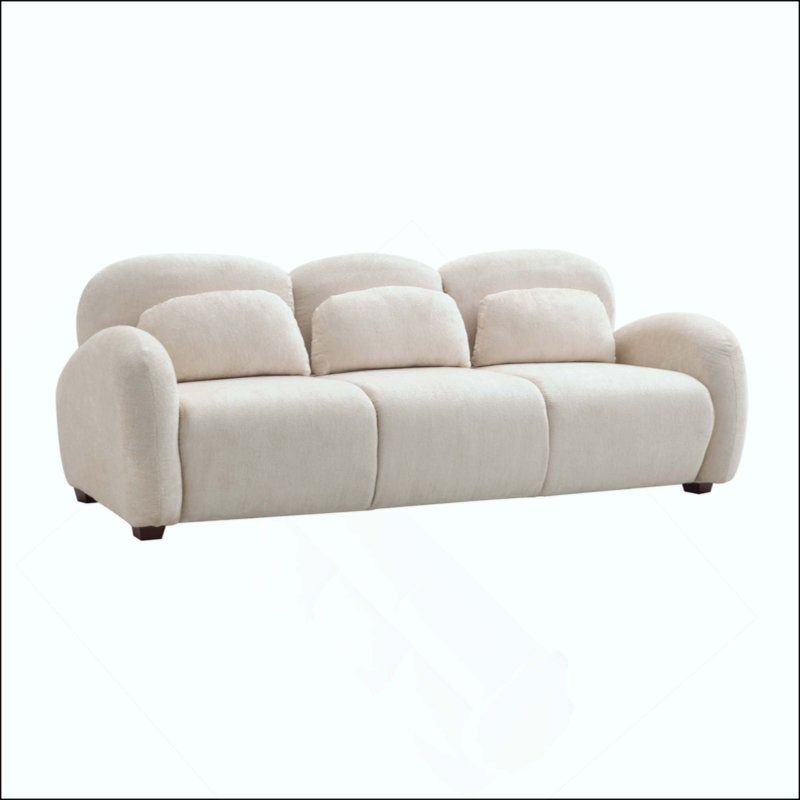 Canapé rembourré moderne à 3 places avec 3 coussins pour chambre, bureau et appartement