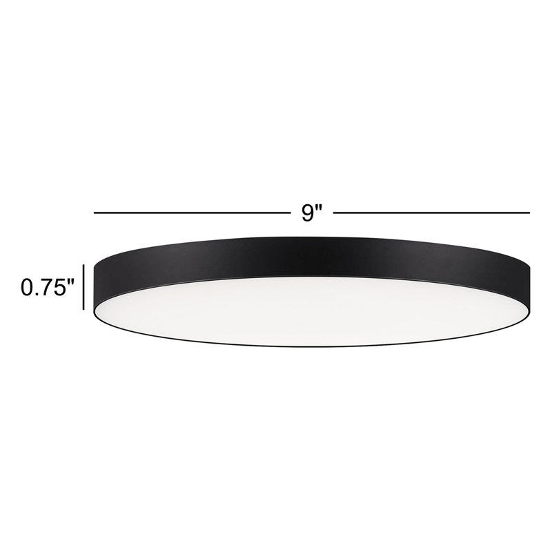 Plafonnier encastré simple à 1 lumière DEL Warrenton, H 0,75 po x l 9 po x P 9 po, Noir