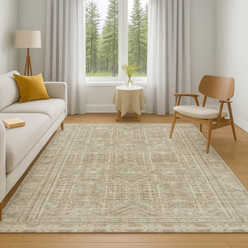 Premium Machine Washable Ashlynn Border Rug, Rectangle 8' x 10'
