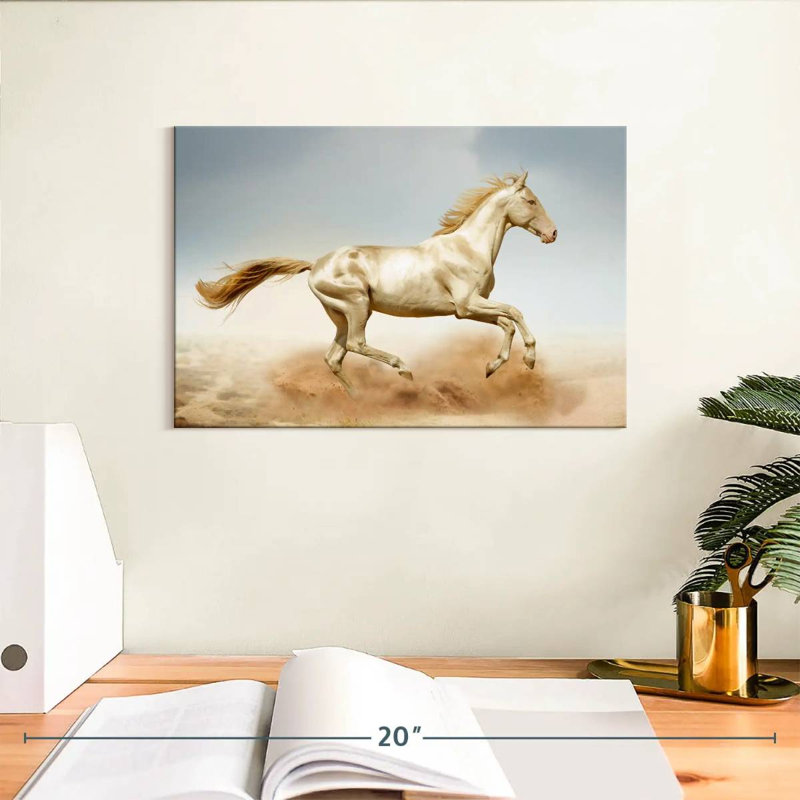Cheval Akhal Teke qui court, H 8 po x l 12 po