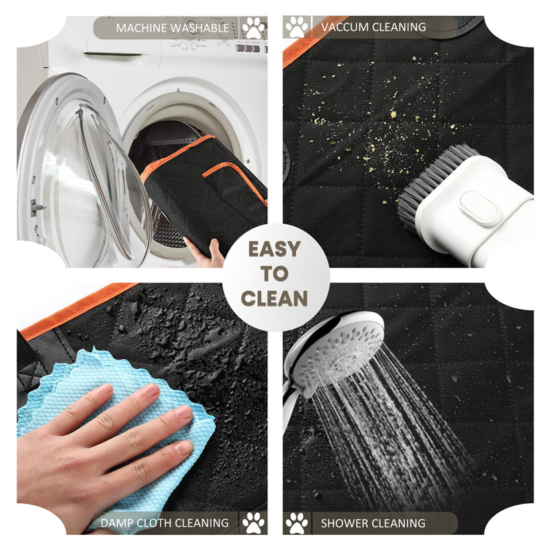 Tapis de siège imperméable pour caravane berline imperméable pour chien, Noir, L 80 po x P 88 po x H 22 po