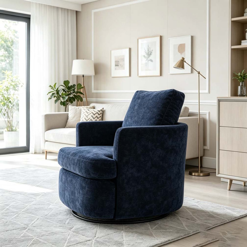 Fauteuil demi-tonneau pivotant à 360 degrés, Bleu