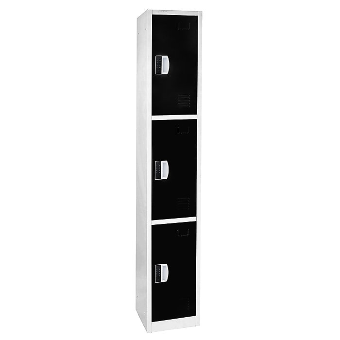 72" Black Triple Tier Steel Storage Locker with Digital Lock