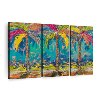 «Summer Tropical Palms», 3 pièces sur toile