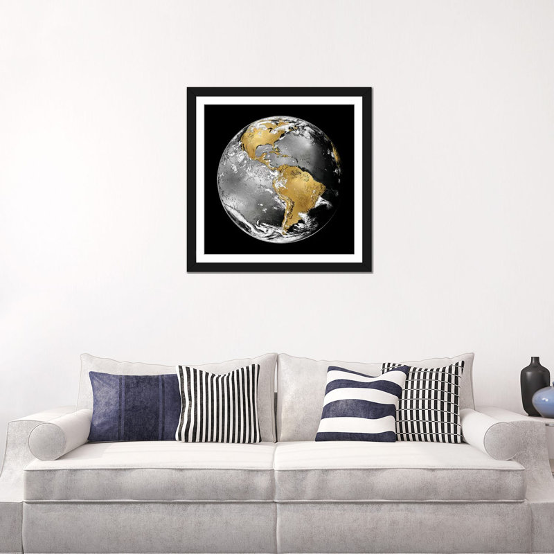 « world turn iii », reproduction d’impression sur toile, H 24 po x l 24 po x P 1 po, Papier d'art encadré noir, Blanc