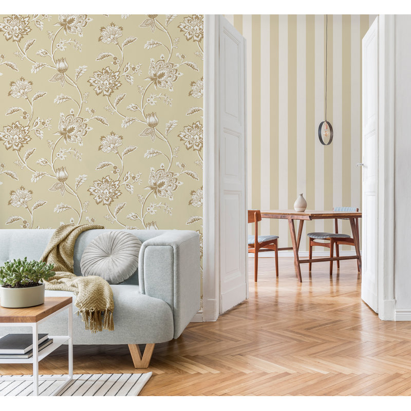 Papier peint Juliette Jacobean, Jaune clair