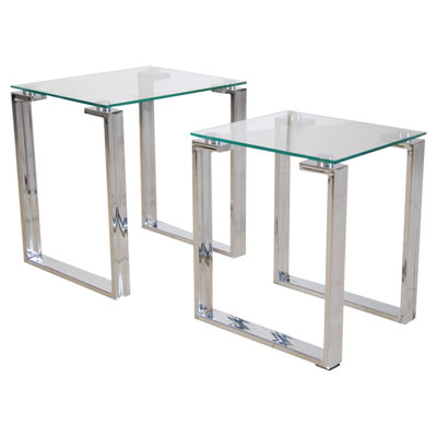 Velella Glass Top Sled Nesting Tables
