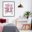 Giclée encadrée par une chaise rose tendance, design par Ziwei Li-1995692876-1995692877