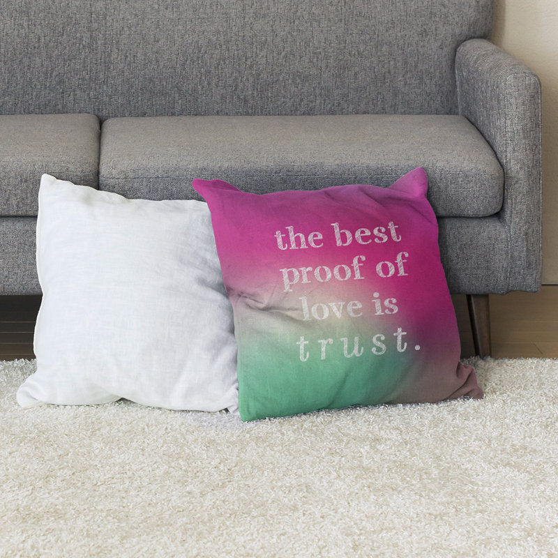 Coussin de sol Love & Trust, 40 po x 40 po, Fuchsia / vert