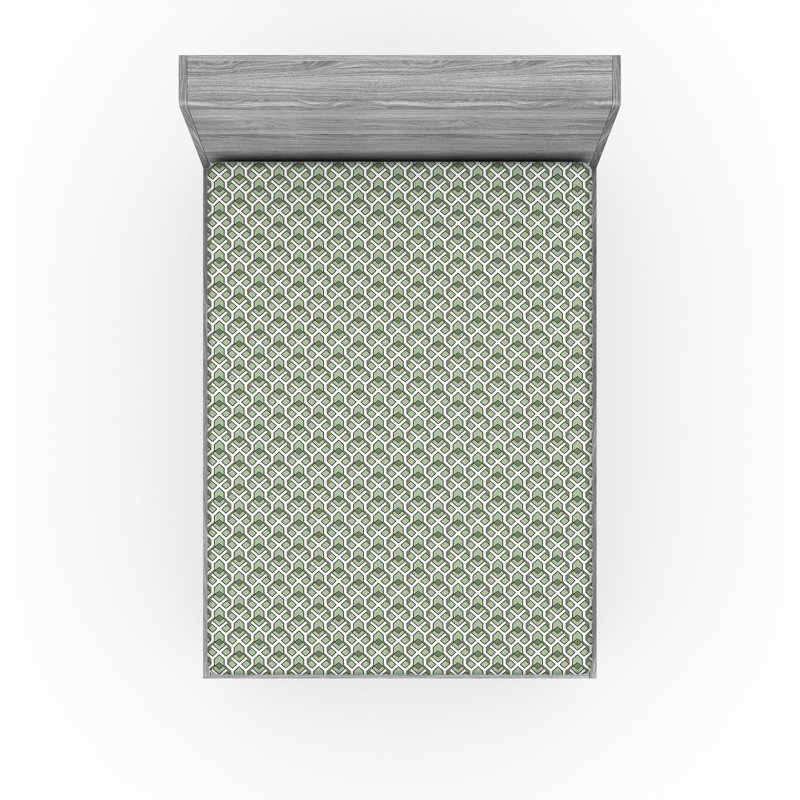 Drap-housse Ambesonne, paquet de 2, Drap-housse de taille très grand, Formes géométriques vert sauge pâle