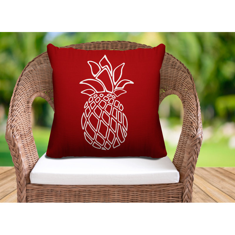 Calico Outdoor Reversible Throw Pillow, 15H" x 15W", Red