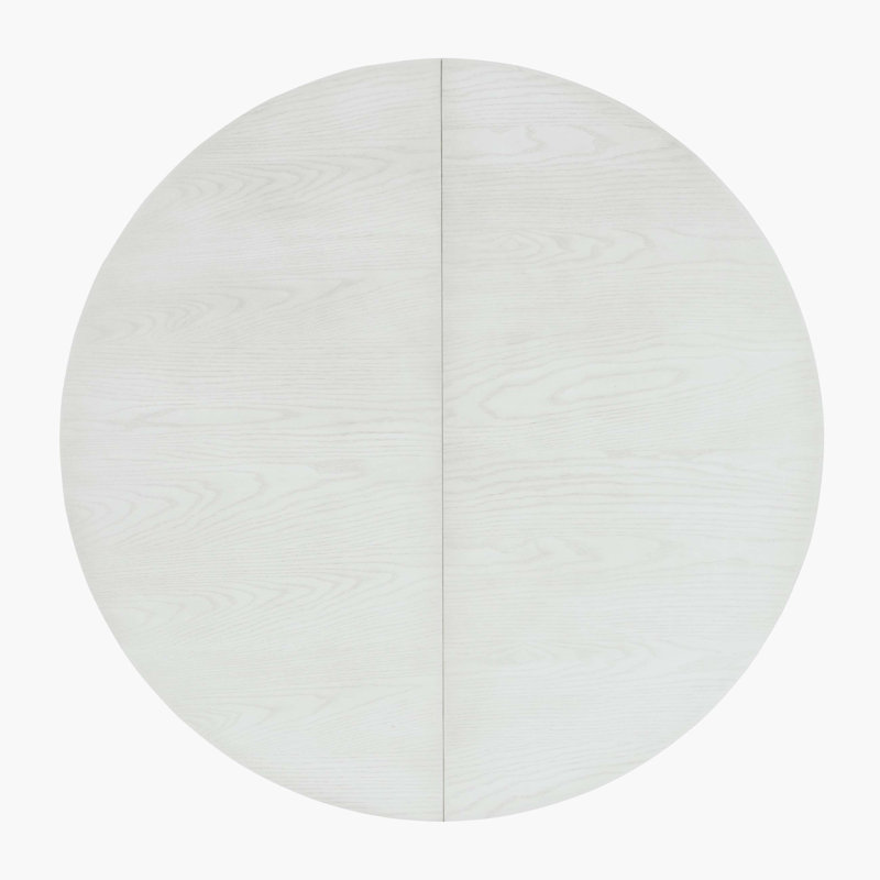 White Extendable Round Pedestal Dining Table Set with Upholstered Chairs