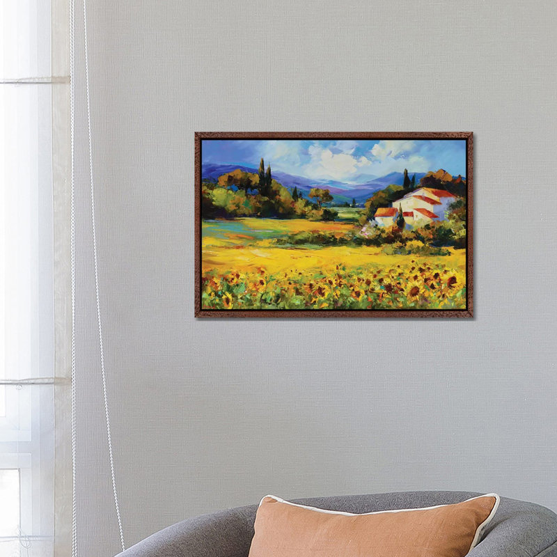 La Belle De Jour by Tatyana Yabloed - Painting on Canvas, 45.72cm H x 66.04cm W x 3.81cm D, Classic Brown Wood Floater Framed