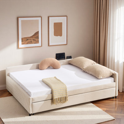 Upholstered Daybed With Trundle And Usb