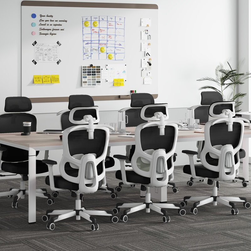 Fauteuil de bureau ergonomique Mazlack, Noir / blanc
