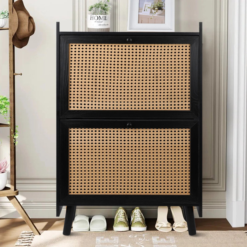 Armoire de rangement à chaussures en rotin